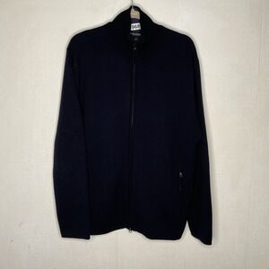 Banana Republic Jacket Men's Large Navy Blue Merino Wool Full Zip Elbow Patch